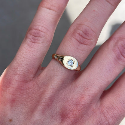 Mini Signet Ring Aquamarine